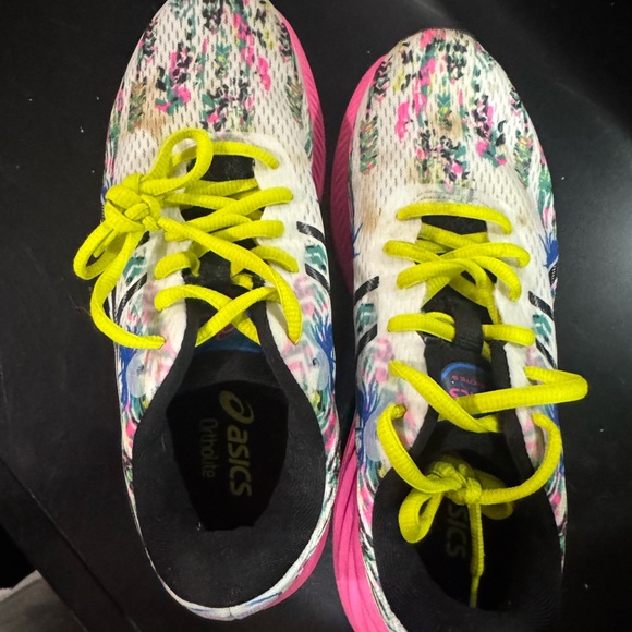 ASICS Women's Pink and Yellow Athletic Shoes - Picture 5 of 6